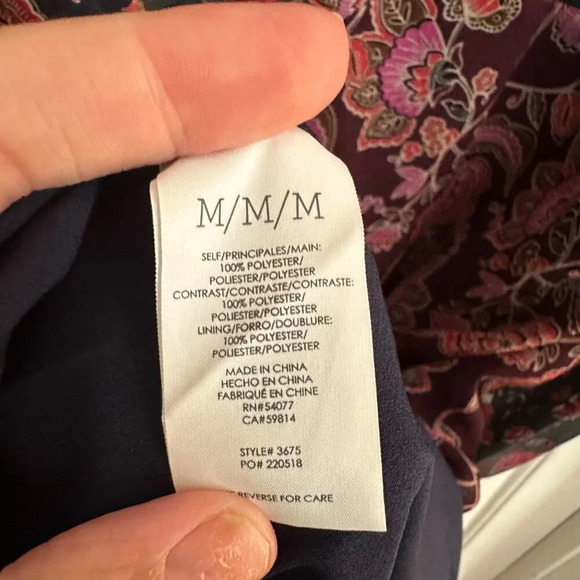 CAbi Festive Maxi Dress Retro Floral Paisley Print Blue Burgundy Size Medium NEW - Picture 5 of 6